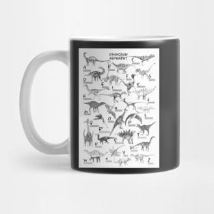 Dinosaur alphabet black and white Mug